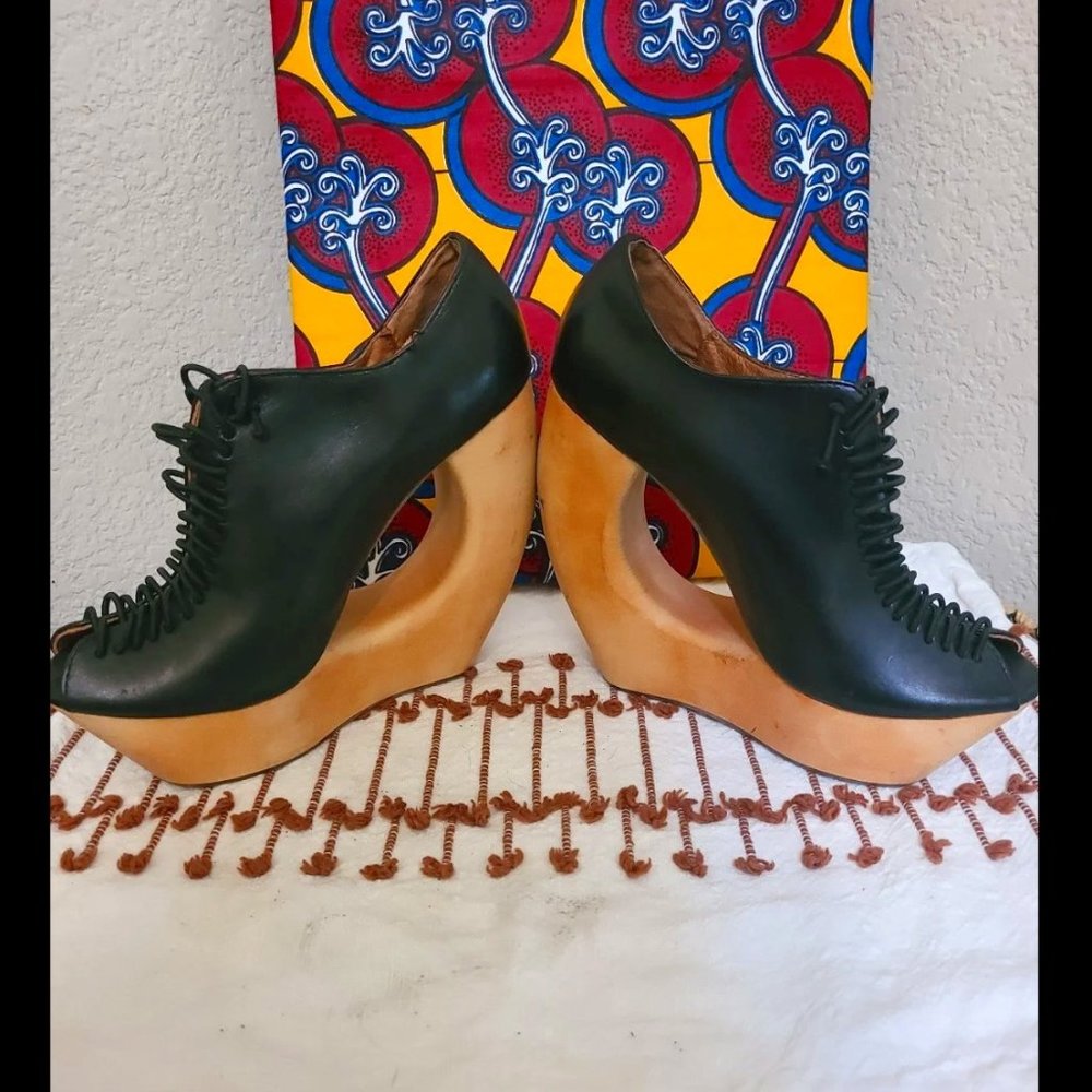 Jeffrey Campbell wooden heel sandals